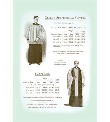 «Clergers Surplices and Cottas», impression