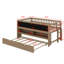 Lit mezzanine simple simple avec tablettes de rangement, tableau noir et lit gigogne-298781158