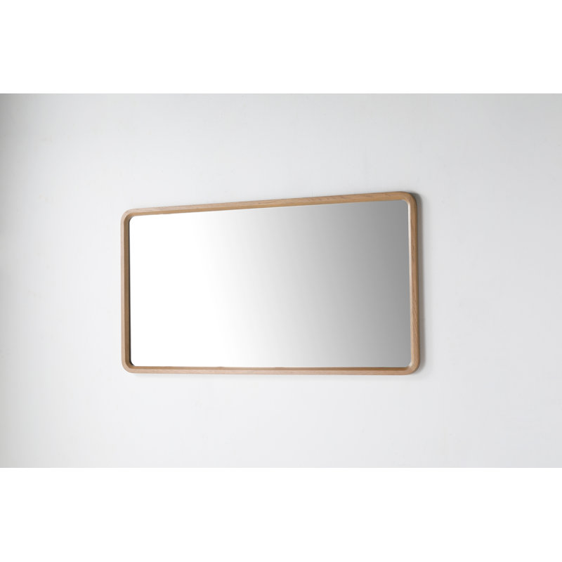 Miroir plat Aliyani, 29,5 po x 55 po, Bois jaune moyen