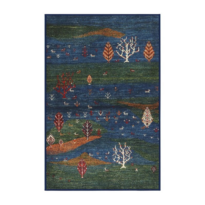 Tapis vert / brun / gris, Rectangle 5 pi x 8 pi