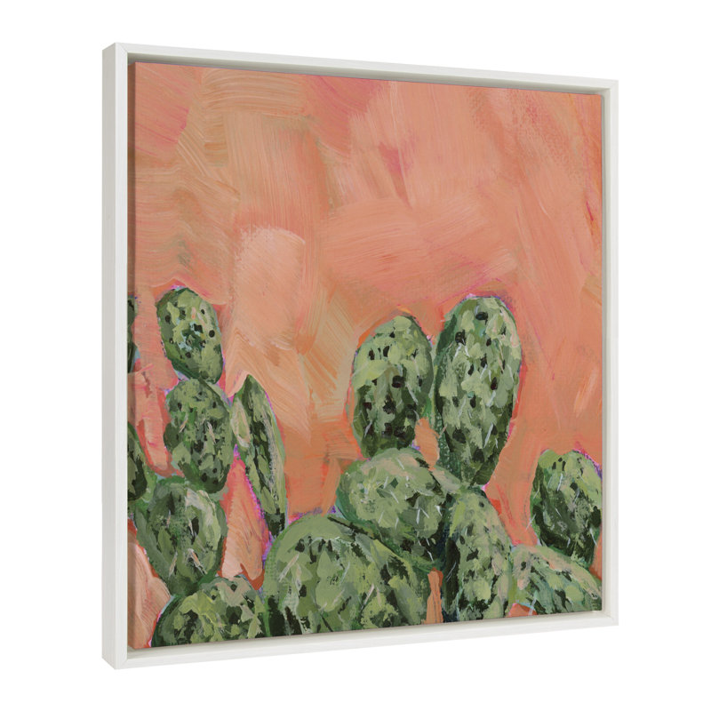 EK Cactus by Emily Kenney - Floater Frame Graphic Art on Canvas