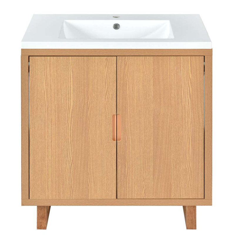 Ensemble de meuble-lavabo simple 29,5 po avec plateau Diddo, Bois robuste