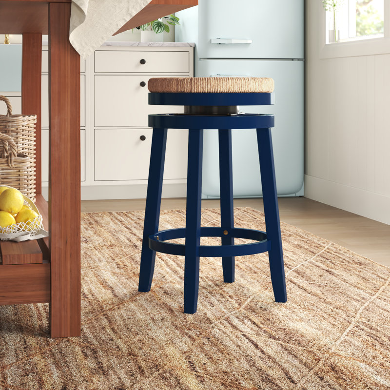 Tabouret de bar et de comptoir Granville, Bleu marine, Tabouret de comptoir (siège d'une hauteur de 25,5