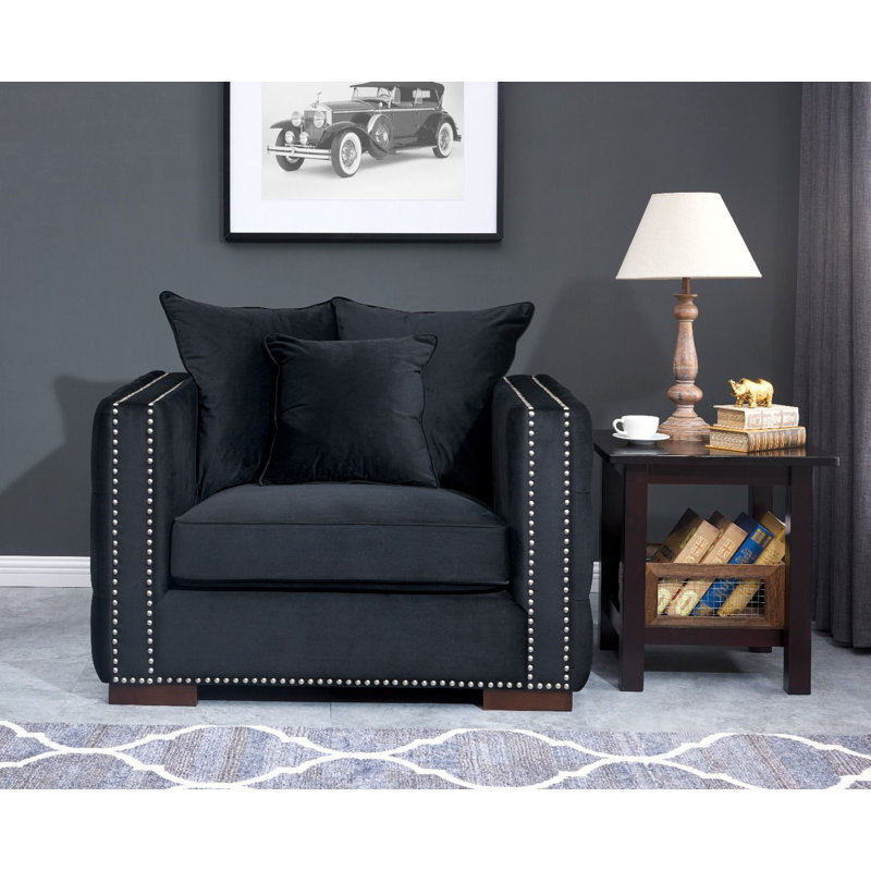 Velvet Armchair, Black