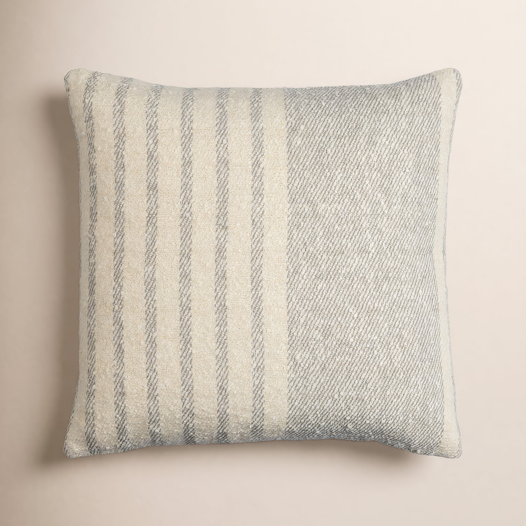 Weldon Striped Cotton Throw Pillow, Ivory, 18" x 18", Pillow Cover Only - No Insert