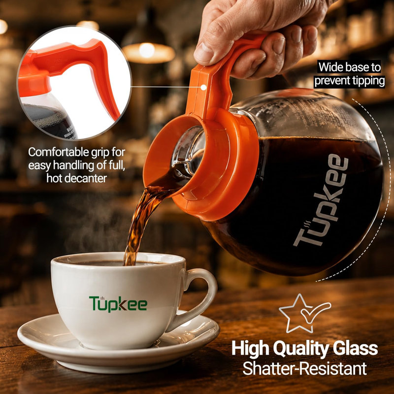 Carafe à café en verre 12 tasses, Orange