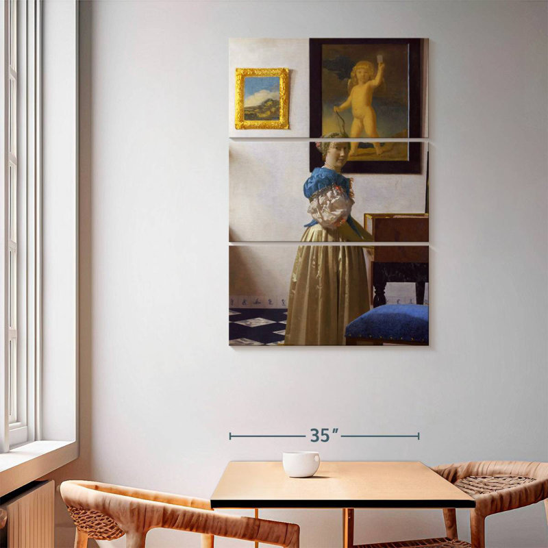 Dame Leisha debout devant un virginal 1670-1672