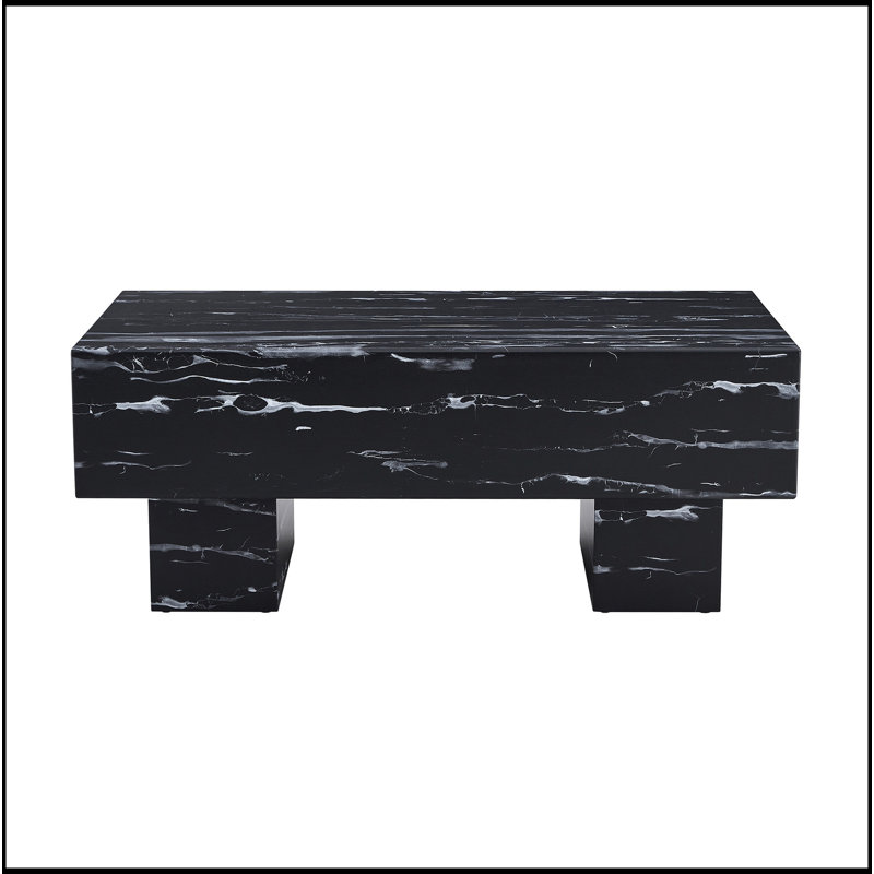 The Black Coffee Table Has Patterns. Modern Rectangular Table, Suitable For Living Rooms And Apartments. 43.3"*21.6"*17.2"