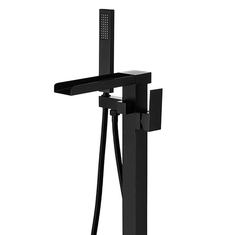 Robinet de baignoire avec douche à main en noir mat - Rouille, débit de 6 GPM, finition de soupape incluse, résistance à l'écoulement et à la corrosion, quincaillerie de fixation