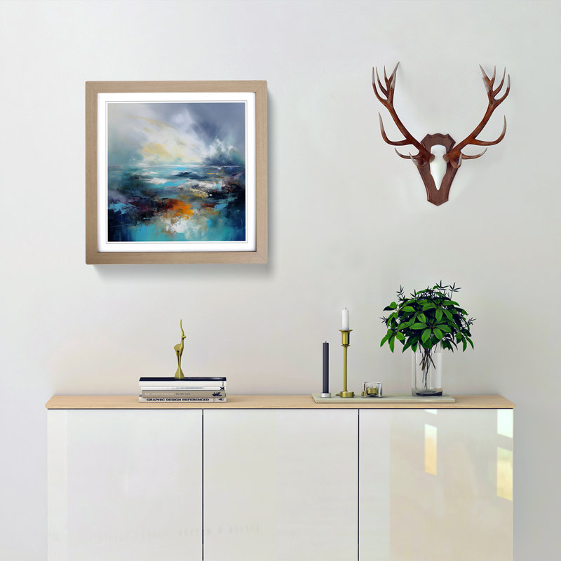 Seascape Abstract No.2 - Single Picture Frame Print on Wood, Oak