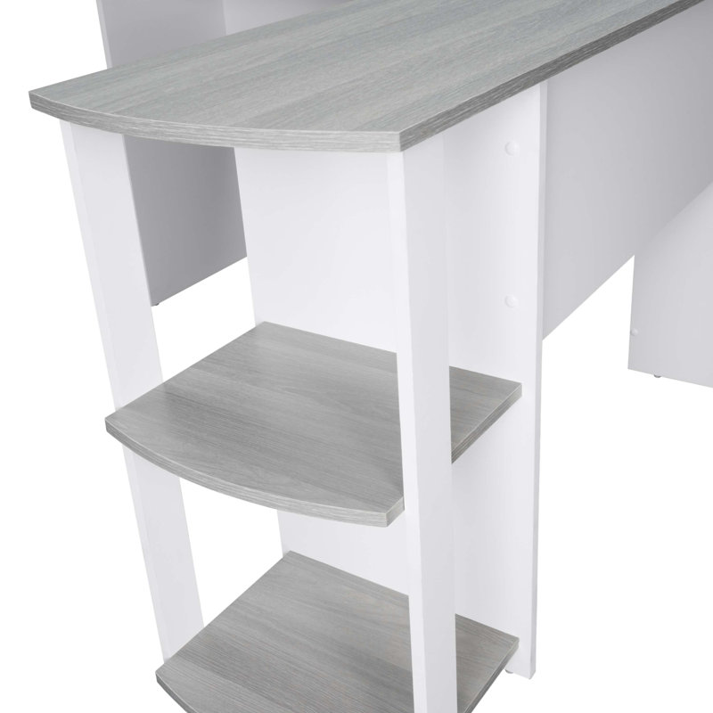 Bureau moderne en L avec tablettes latérales