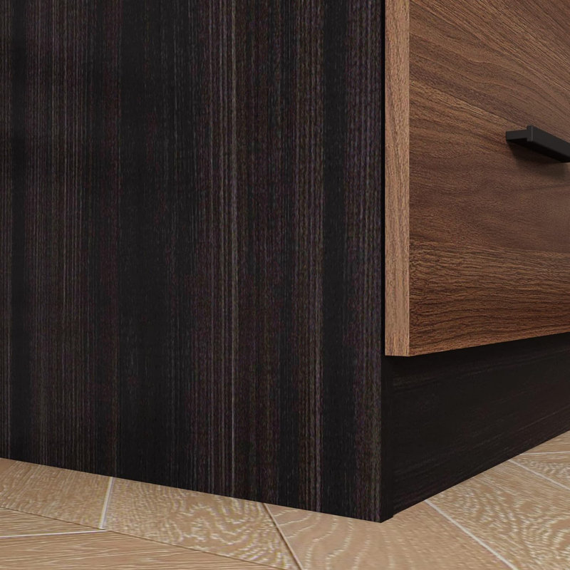 Latitude Run® File Cabinet, 4 Drawer Wood Lateral Filing Cabinet With Lock OLFC008, Black/Walnut