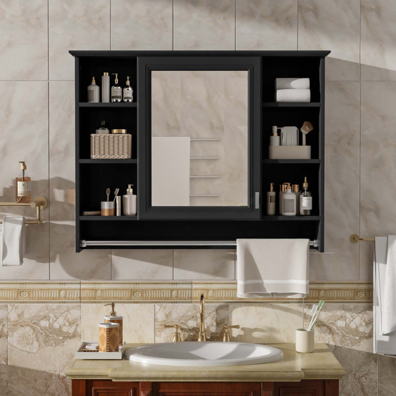 Armoire de toilette 3 en 1, Noir