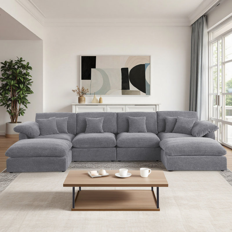 Canapé modulaire surdimensionné de 152 po, Gris