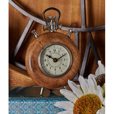 Traditional Analog Mango Quartz Movement / Crystal Tabletop Clock in