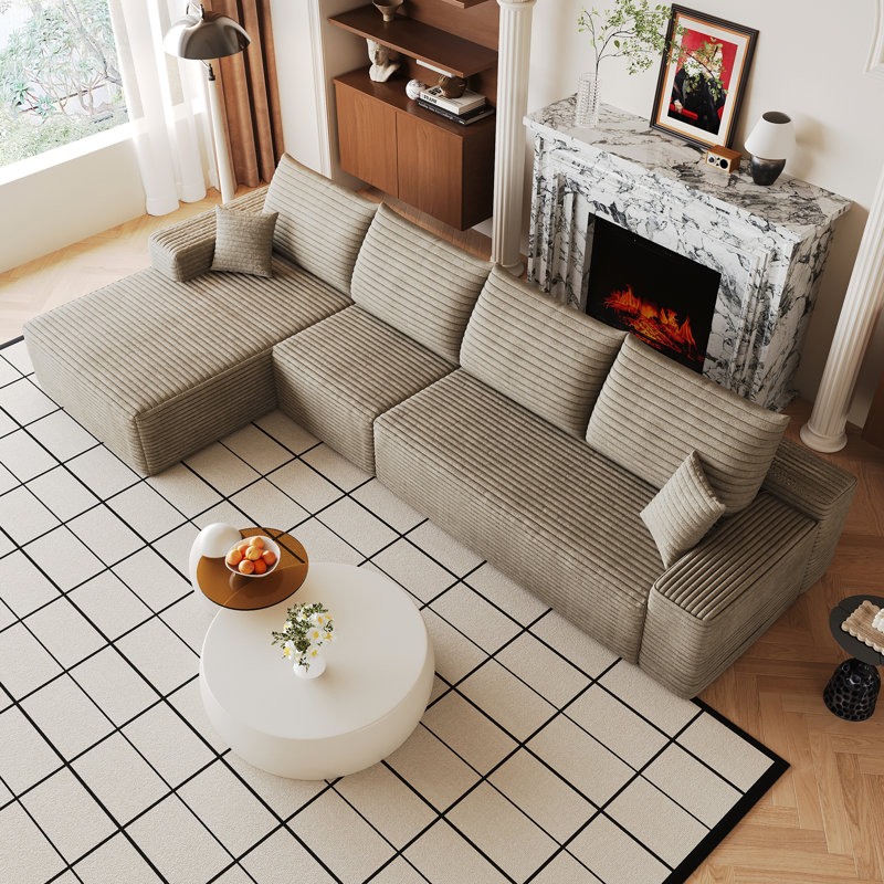 Canapé modulaire en forme de L de 135 po avec méridienne en forme de L, canapé modulaire moderne avec assise profonde, fauteuils rembourrés pour la chambre à coucher du salon, aucun assemblage requis