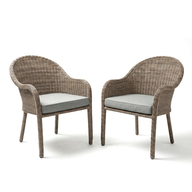 Martha Stewart Lily Pond All-Weather Stacking Armchairs With Seat Cushions