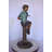 Boy Sitting On A Log With His Puppy Bronze Statue - Size: 15"L X 15"W X 35"H.