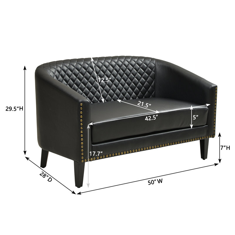  2 - Piece Faux Leather Living Room Set, Black