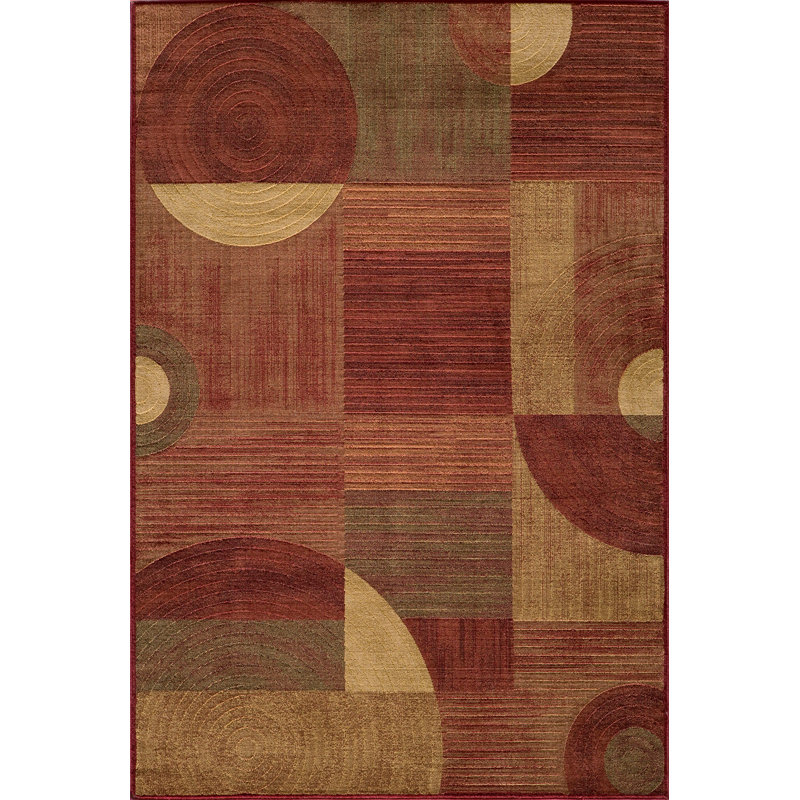 Tapis à motifs abstraits rouge Dominique, Tapis de couloir 2 pi 3 po x 7 pi 6 po