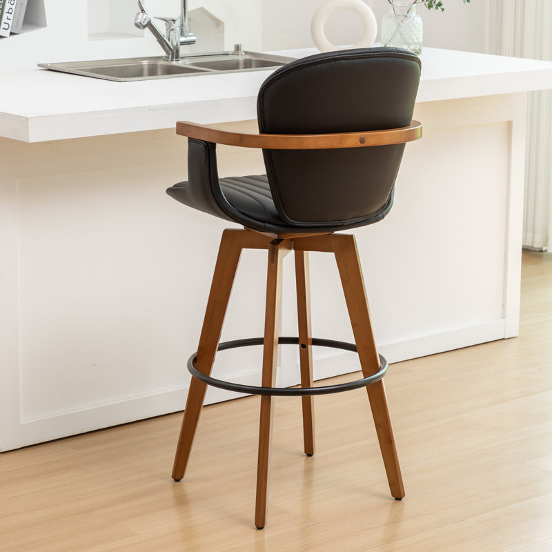 Bartonville Swivel Bamboo Stools, Black, Counter Stool (26.6" Seat Height)
