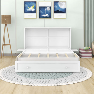 Queen Size Mobile Murphy Bed with Drawer and Little Shelves -  Latitude Run®, EB5C16BC59894207A027A269E75EE403