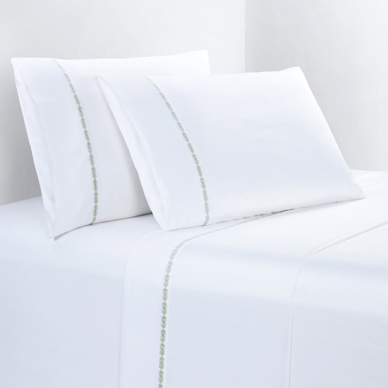 Ensemble de draps Laurel, Ensemble de draps pour très grand lit + un drap-h, Vert fougère