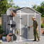 Remise de rangement extérieure en résine de l 8 pi x P 10 pi avec plancher, remise à outils de jardin imperméable en plastique avec toit incliné et double porte