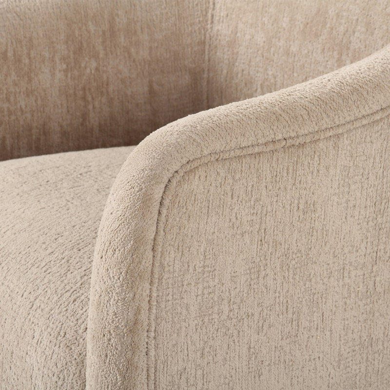 Denice Rolling Dining Arm Chair, Beige Performance Chenille