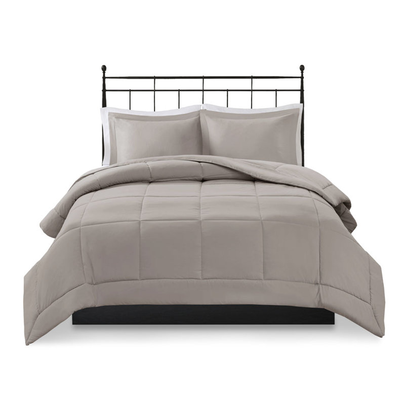Jacquelyn Ultra Soft Solid Microcell Down Alternative Comforter Set, King/Cal King Comforter + 4 Additional Pieces, Taupe