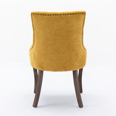 Furniture,Ultra Side Dining Chair,Thickened Fabric Chairs With Neutrally Toned Solid Wood Legs,Bronze Nail Head,Set Of 2