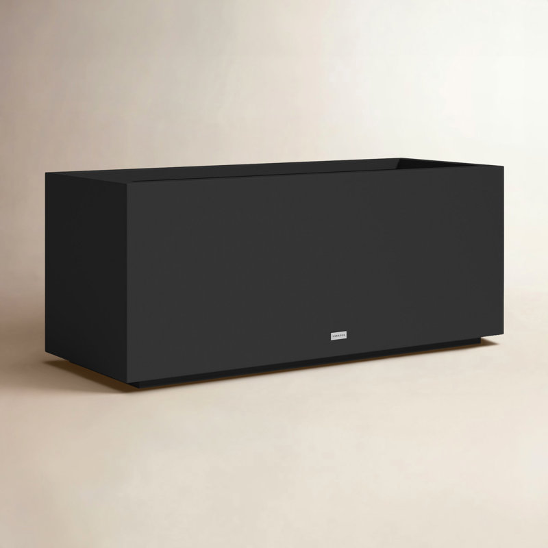 Block Series Long Box Planter, 16” H x 38” W x 15” D, Black