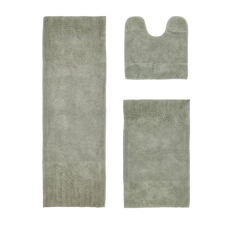 Ensemble de tapis pour salle de bain 3 pièces 100% coton 2155 g / m² Merkle, certifié OEKO-TEX®, envers en latex antidérapant, touffeté moelleux, super absorbant et lavable à la machine pour salle de bain, douche et baignoire, sable