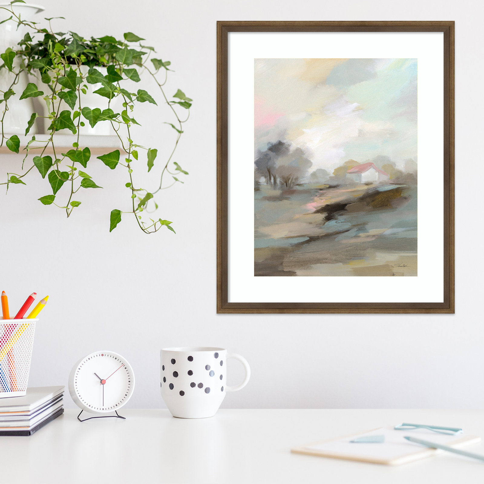 Farm in April Print by Silvia Vassileva, Bronze, 17" W x 21" H