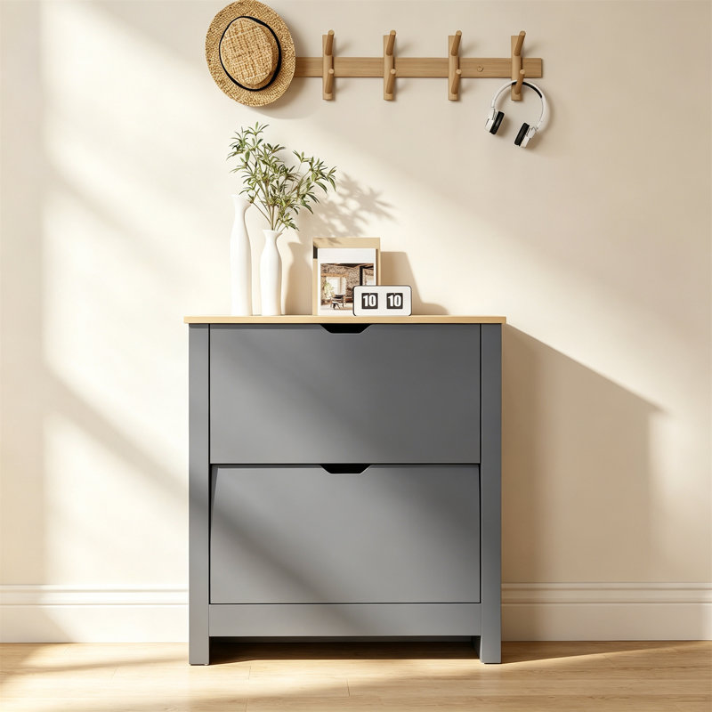 12 Pair Shoe Storage Cabinet, Charcoal Grey