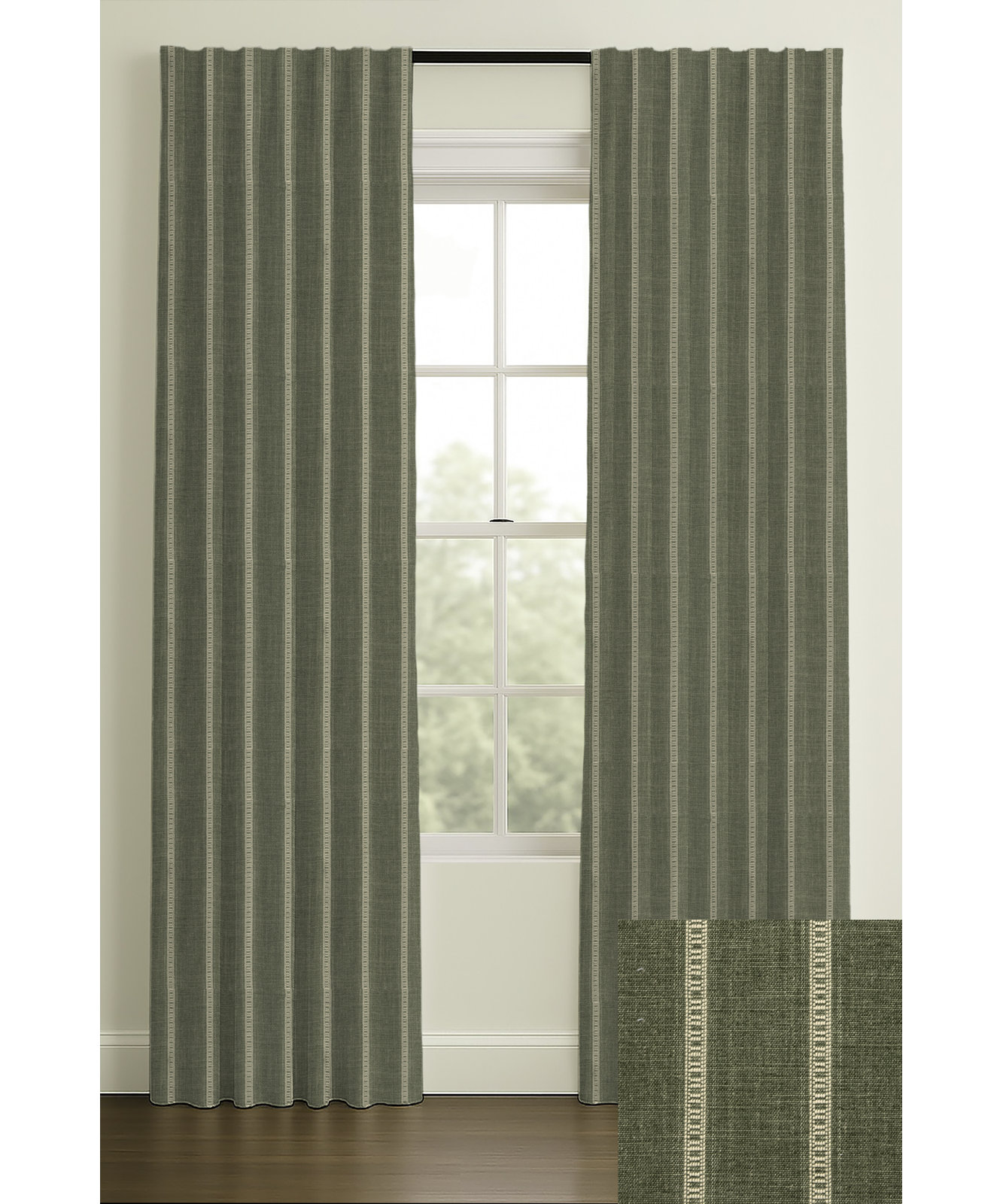 Merritt Modern Jacquard Blackout Curtain, 50" W x 84" L, Olive