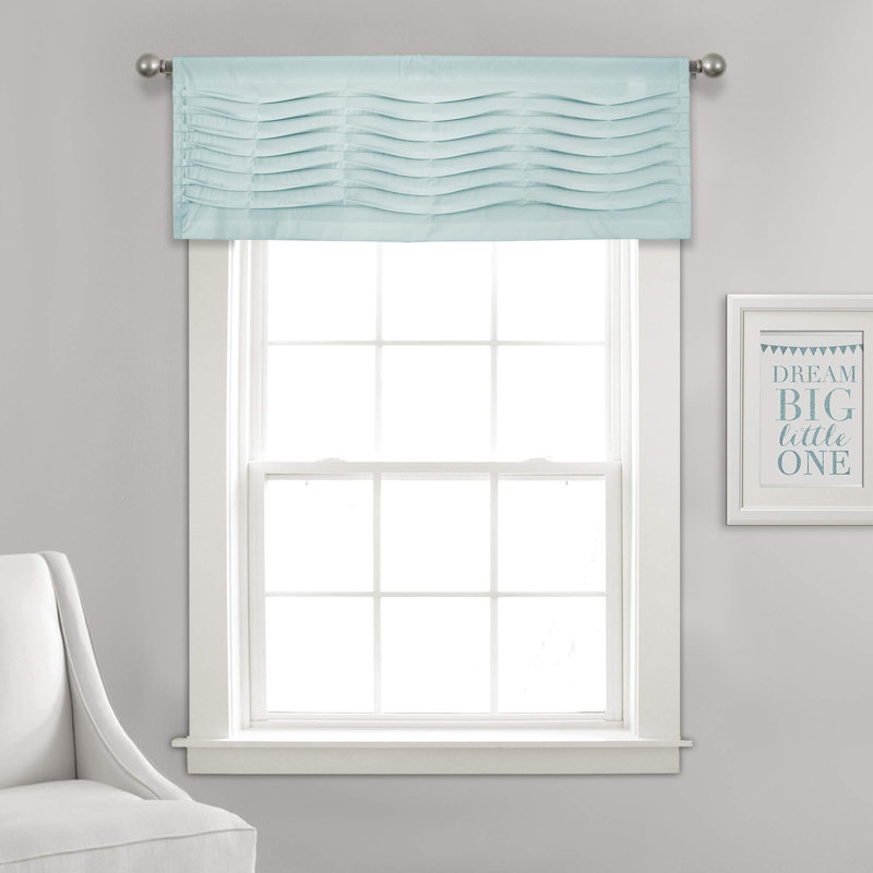 Blue Textured Polyester Rod Pocket Window Valance, 18 x 54 Inch