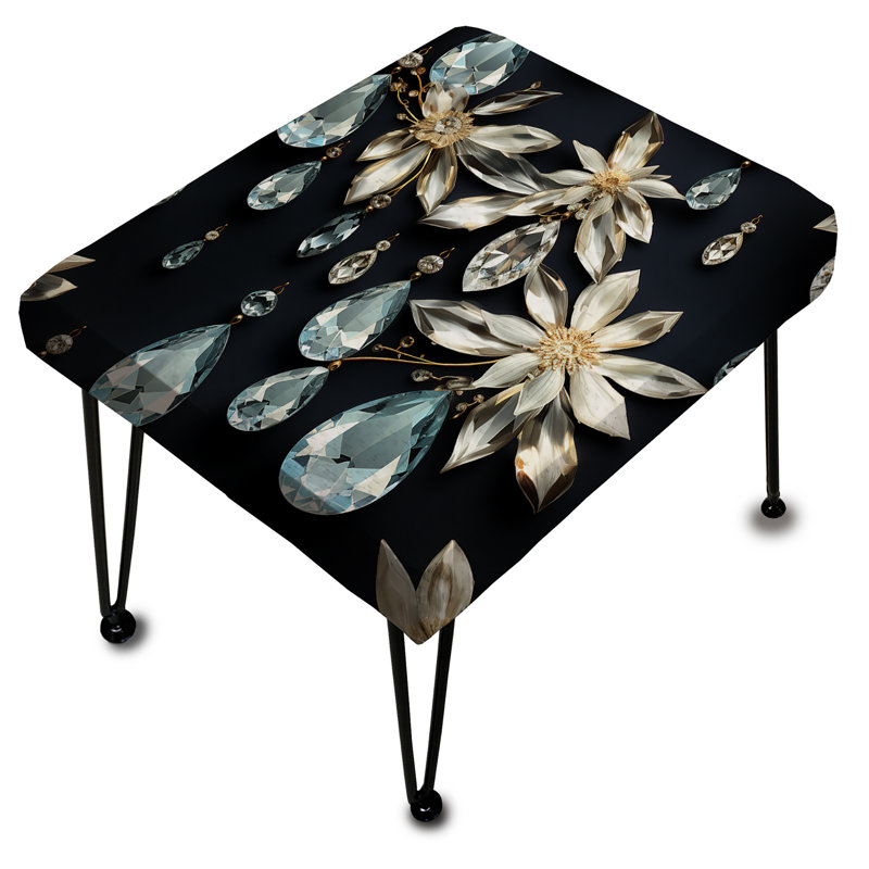 Lustre en cristal avec motif élégant et repose-pieds rectangulaire en marbre