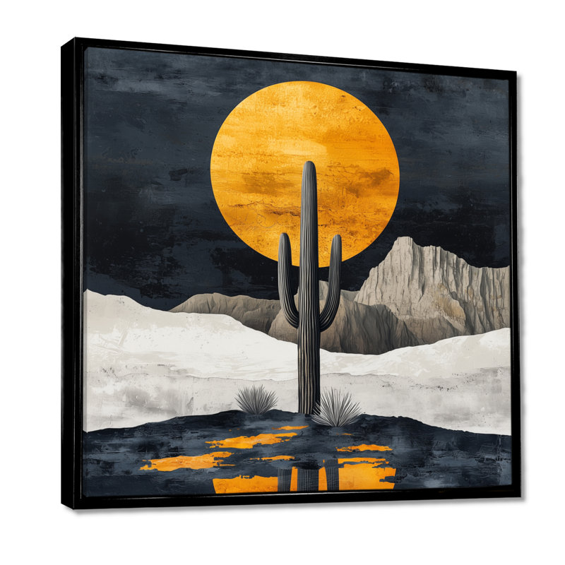 Marriana Cactus Abstract Shapes Pure Form II - Cactus Wall Art, Floater Framed Print, Black, 16" H x 16" W