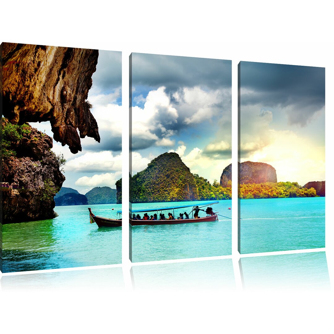 3-tlg. Leinwandbild-Set „Thailand Phuket Paradies am Strand“, Fotodruck