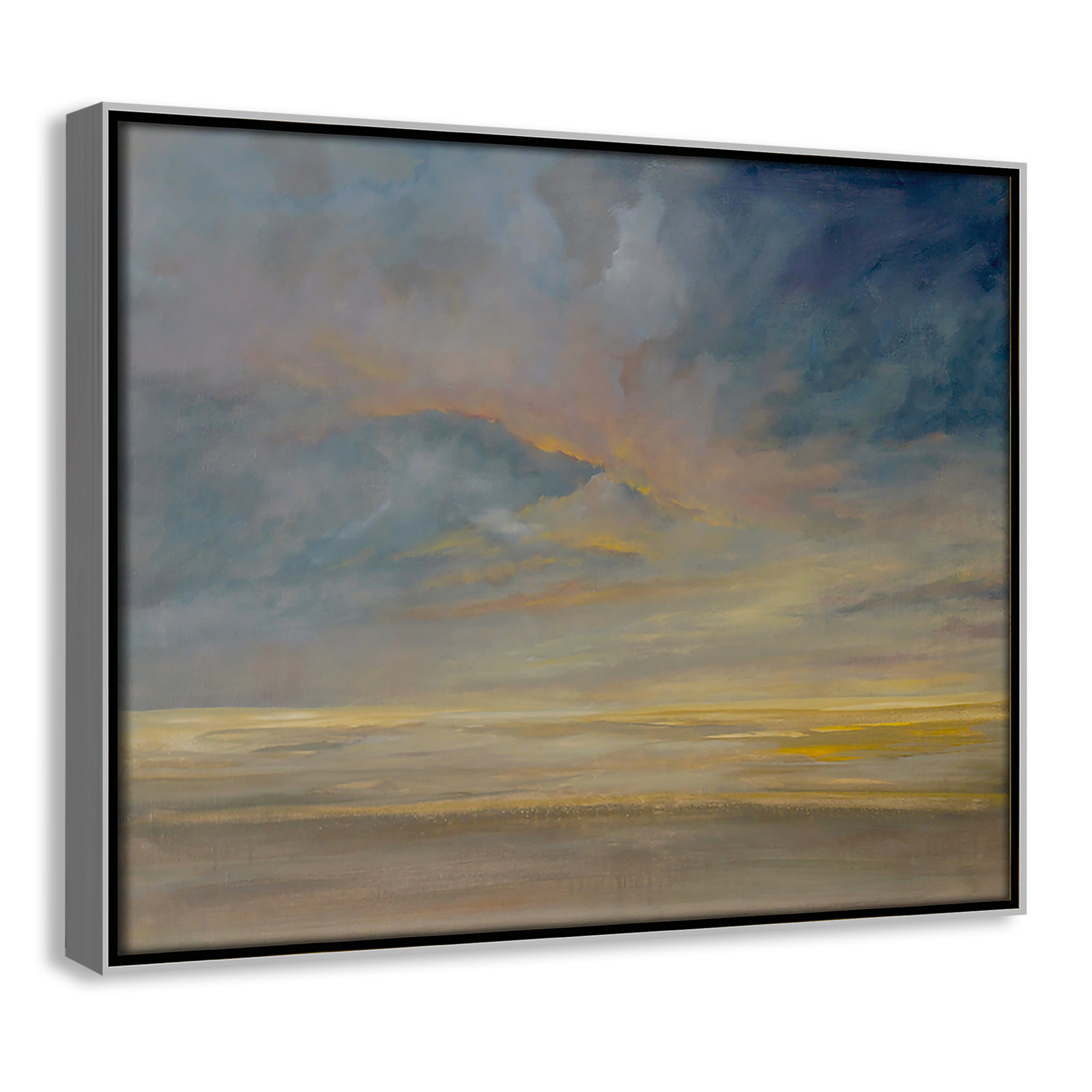 Saffi "Dawning Unrest" Painting, 12.5" H x 15.5" W, Silver