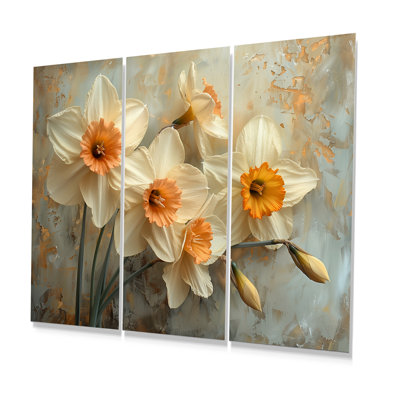 Jaune jaune blanc fragiles jonquilles - ensemble de salon art mural jonquilles