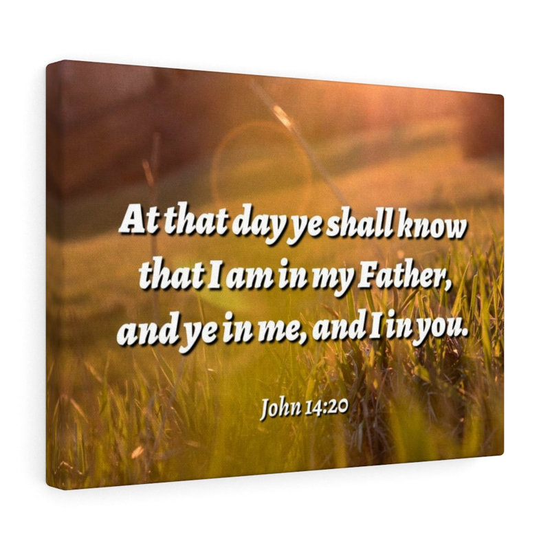 At At Day John 14:20 Christian Wall Art, verset de la Bible, impression prêt à accrocher, H 11 po x l 14 po x P 1,25 po
