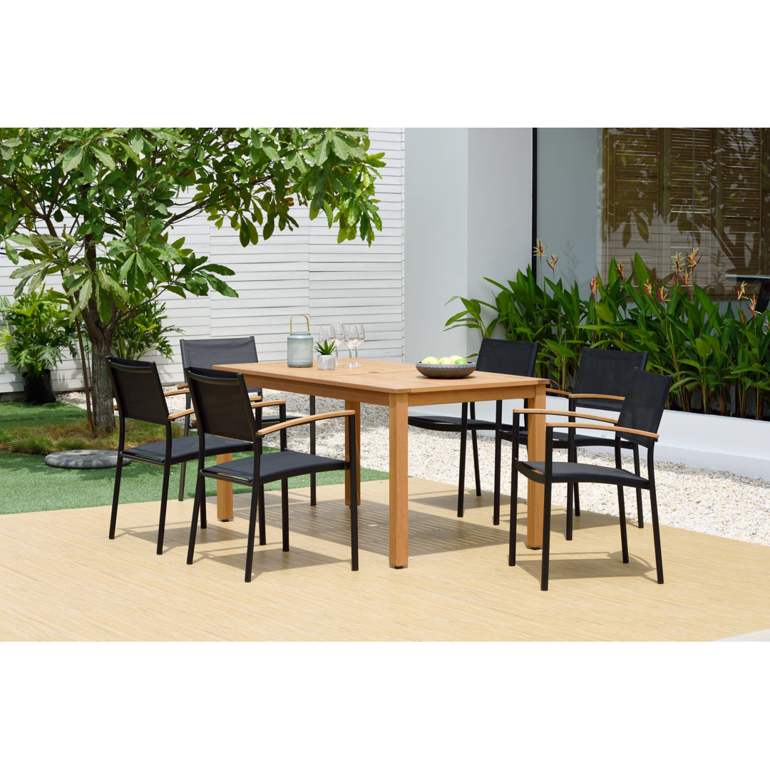 Anautica 7 Piece Teak Finish Outdoor Furniture Dining Set Lark Manor™