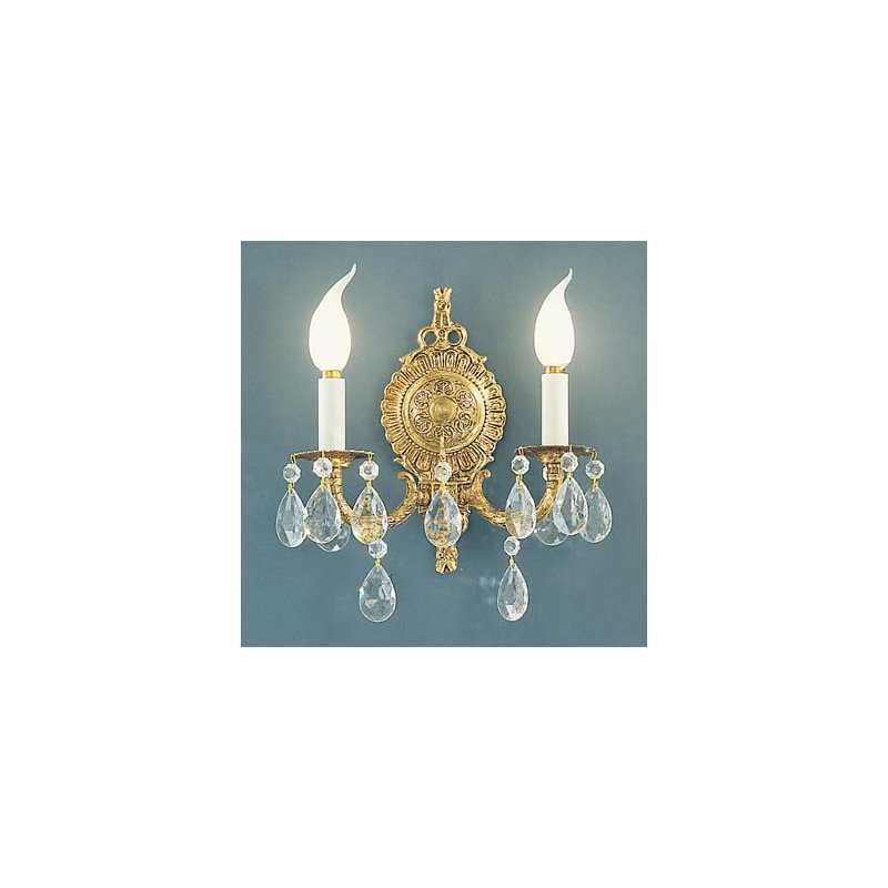 Lampe murale bougie 2 lumières Ewalt, Bronze du vieux monde