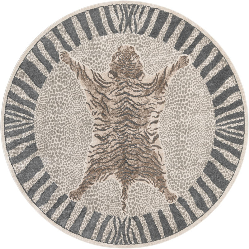  Tigres Wildlife Rug, Round 7'10"