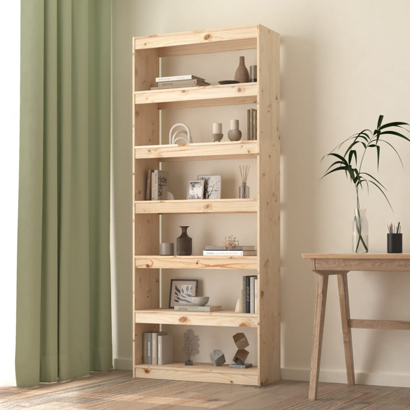 Paravent en bois de pin massif, Brun, (6 tablettes) H 78,5 po x l 31,5 po x P 11,8 po