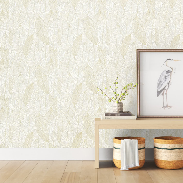 Brewster Home Fashions Chandler Botanical Faux Grasscloth Khaki Wallpaper |  DecoratorsBest