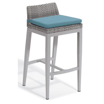 Argento 31.5" Powder Coated Aluminum Patio Bar Stool with Cushion