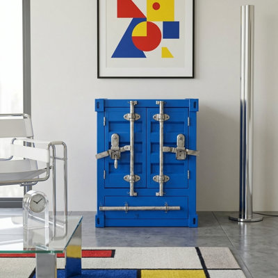 Industrial Iron Retro Style Container Accent Chest With Lock
